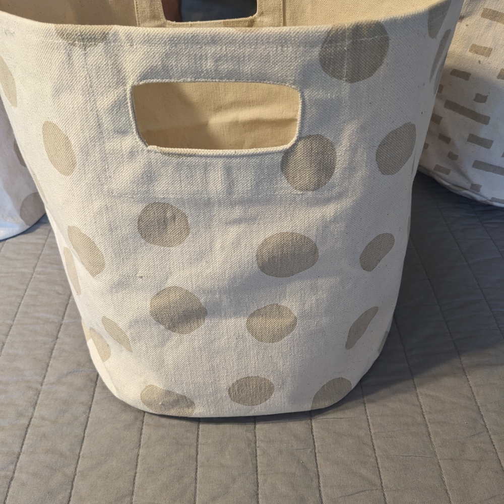 Polka Dot Canvas Storage Bins Set Of 3